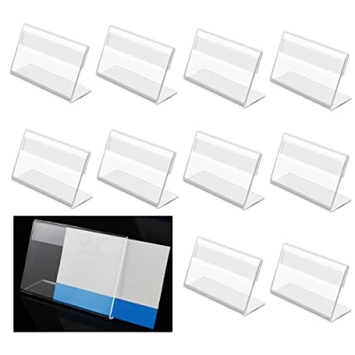 Afbeelding van Set van 10 tafelstandaard x 15 cm transparante etikethouders acryl transparant tafelezel menustandaard L stand
