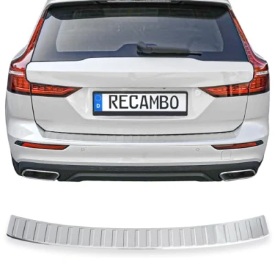 Afbeelding van RECAMBO Bumperbescherming roestvrij staal mat geborsteld met textuur compatibel Volvo V60 2 BJ vanaf 2018 styling en bescherming voor de bumper