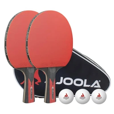 Afbeelding van JOOLA Tafeltennisset Duo Carbon 2 tafeltennisbatjes + 3 tafeltennisballen tafeltennishoes, rood/zwart, 6 delig