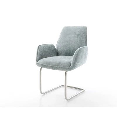 Afbeelding van DELIFE sledemodel Zoa Flex chenille pastelblauw rond roestvrij staal pocketveer kern