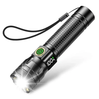 Afbeelding van Led zaklamp, oplaadbaar, 2000 lumen, extreem helder, met 3 modi, zoombare mini zaklamp lange looptijd, IP65 waterdicht, voor kamperen, vissen, noodgevallen, outdoor