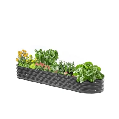 Afbeelding van VEVOR verhoogde plantenbak metalen 239x60x27cm donkergrijs