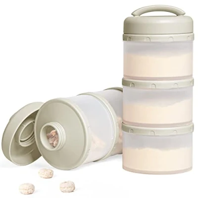 Afbeelding van Termichy melkpoeder portioneerder baby stapelbaar opbergdoos 2 stuks (warm grijs)