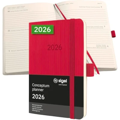 Afbeelding van SIGEL C2635 Wochenkalender Conceptum 2026, ca. A6, , rot: Agenda Conceptum, Classic, Softcover