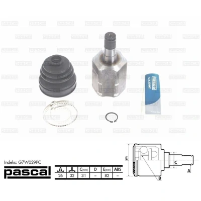 Afbeelding van Homokineet reparatie set, aandrijfas PASCAL G7W029PC