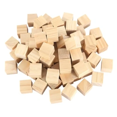 Afbeelding van 120 stuks houten kubussen, 20 mm, kleine blokjes, natuurlijke blanco, doe het zelf, blokken, blokken om te knutselen, vierkante voor zelf