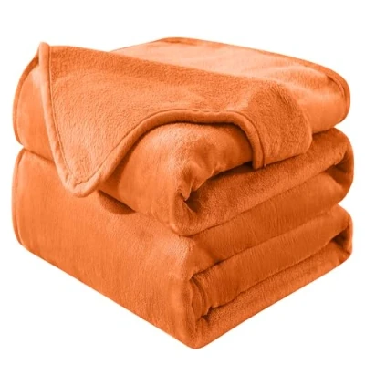 Afbeelding van Plaid Dikke Fleece Deken 220x240 cm Oranje kleur Zacht en Warm Dubbele Beddeken Flanellen Sofa Throw Dubbelzijdig Omkeerbaar