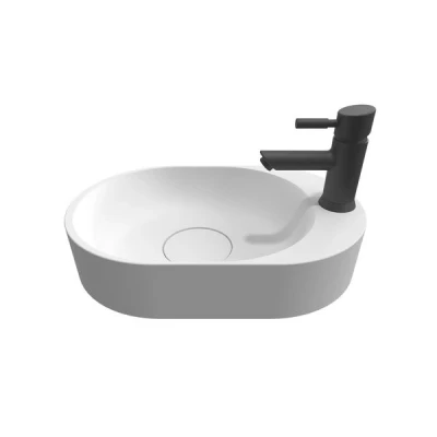 Afbeelding van Waskom Riho Essence Ovaal Met Kraangat 48x32 cm Mat Wit