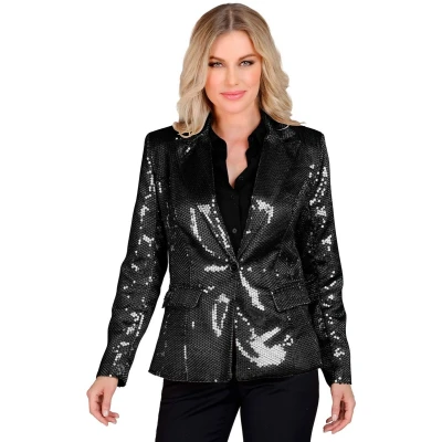 Afbeelding van Widmann Jaren 20 Danseressen Kostuum Pailletten Blazer Showgirl Sold To Gold Vrouw Goud XL Carnavalskleding Verkleedkleding