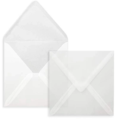 Afbeelding van enveloppen transparant 50 stuks vierkante 15 x cm sterke kwaliteit 92 g/m² nat lijmen zonder venster