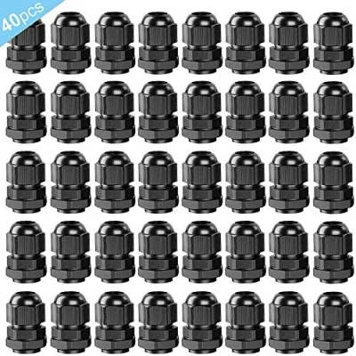 Afbeelding van QitinDasen 40 stuks Premium nylon PG7 kabelschroefverbinding, 3 6,5 mm verstelbare IP68 waterdichte kabelschroefverbindingen scharnieren, kabelstekker met afdichtingen (zwart)