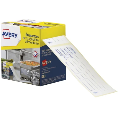 Afbeelding van Avery etiketten voor voedselcodering, ft 98 x 40 mm, 1 rol met 300 afscheurbare in dispenser etiket
