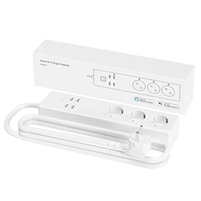Afbeelding van Smart wifi stekkerdoos, wifi, meervoudige stopcontact, Refoss met 3 AC uitgangen en 4 USB poorten, compatibel Alexa, Google Assistant, 2,4 GHz