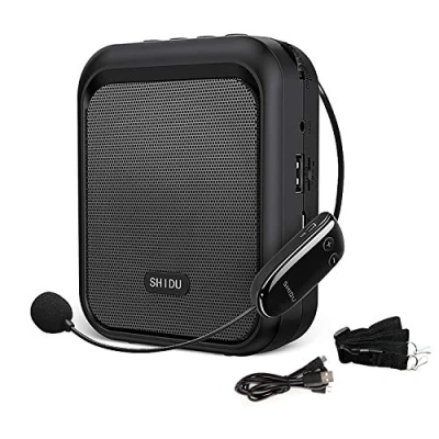Afbeelding van SHIDU Mini stemversterker Draagbare Bluetooth luidspreker met UHF draadloze microfoon Headset 10W 1800mAh PA systeem Ondersteunt MP3 formaat audio voor leraren, zang, coaches, training, gids