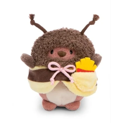 Afbeelding van Set knuffeldier Beer Nomo 8 cm met Frietjes &amp; Bijenkostuum in Geschenkdoos 8,5x6,5x10 bruin Zacht speelgoed gemaakt van pluche, schattig pluchen om mee te knuffelen en spelen