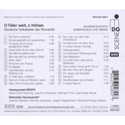 Afbeelding van Vokalquartett Drops, Detmolder Hornquartett O Täler Weit Höhen (CD)