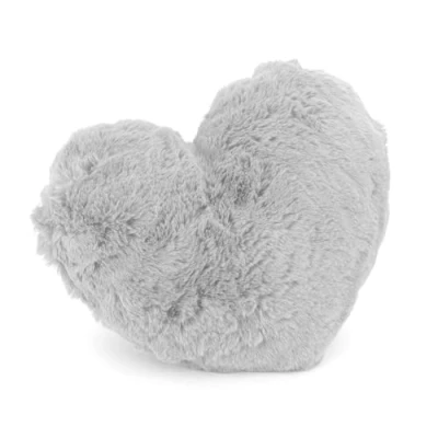 Afbeelding van heimtexland ® Carry kussen met bont pluche hart knuffelkussen XL flanel 30x40 hartkussen cadeau type 901 lichtgrijs