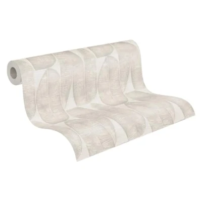 Afbeelding van 3D BLADEREN BEHANG Geometrisch Grijs Beige Taupe Livingwalls Stories of Life