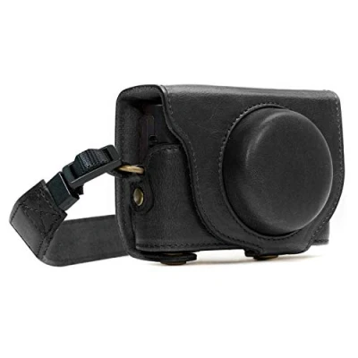 Afbeelding van MegaGear MG588 Sony Cyber shot DSC RX100 VI, V, IV ooit klaar lederen cameratas met riem zwart