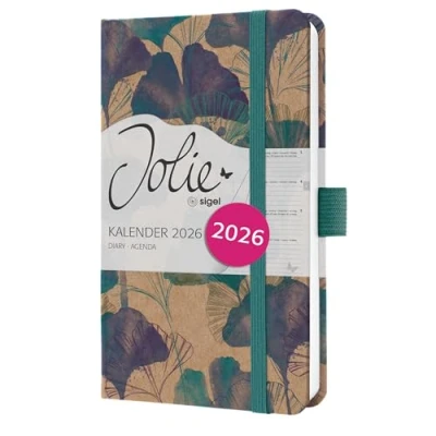 Afbeelding van SIGEL J6808 Wochenkalender Jolie 2026, ca. A6, , braun, blau, türkis: Agenda Jolie, Pure, Moonlight Ginkgo, Hardcover