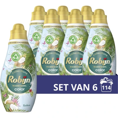 Afbeelding van 6x Robijn Klein &amp; Krachtig Wasmiddel Kokos Sensation 19 Wasbeurten 665 ml
