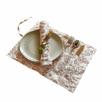 Afbeelding van LOBERON Placemat set van 2 Qubinal roestrood/linnen
