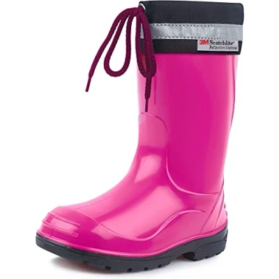Afbeelding van Ladeheid Kinderen Meisje Jongen Rubberen Regenlaarzen met Manchet LA 972 (Fuchsia/Zwart, 29 EU)