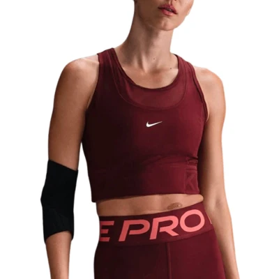 Afbeelding van Nike Performance CROP TANK Top, Dames, Maat: Large, Dark team red/white