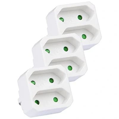 Afbeelding van HEITECH 2 voudige stekkeradapter meervoudige stekkerdoos zonder schakelaar, belastbaarheid tot max. 1100 W 3 pack adapterstekker stekker