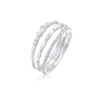 Afbeelding van Elli 3 PACK Marquise Stapel Ring, Dames, Maat: 52, Silber