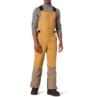 Afbeelding van Amazon Essentials Heren Waterbestendig Geïsoleerde Sneeuw Bib Overall, Goud Lichtbruin Kleurblok, X Large
