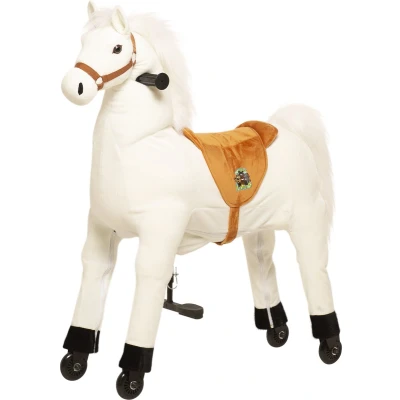 Afbeelding van Animal Riding Paard Snowy Wit Medium / Large Rijdend Paardenspeelgoed Zadelhoogte 67 CM Verstelbaar pedaal 3 standen Afneembaar zadel