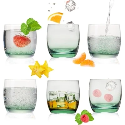 Afbeelding van PLATINUX Elegante drinkglazen van glas ombré effect groen 200 ml (max. 320 ml) set 6 stuks waterglazen sapglazen klein