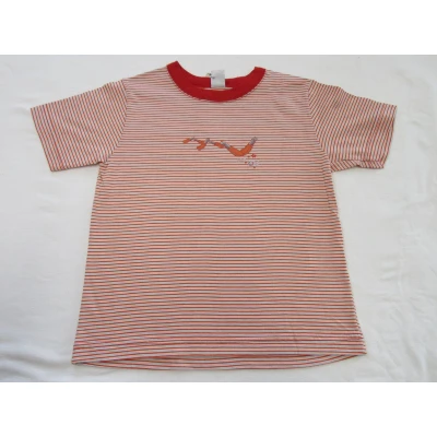 Afbeelding van petit bateau , jongens, t shirt korte mouw ,streepje rood grijst, 6 jaar 114