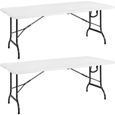 Afbeelding van Casaria Tuintafel Set van 2 183x76cm Klapbaar Draaggreep Wit