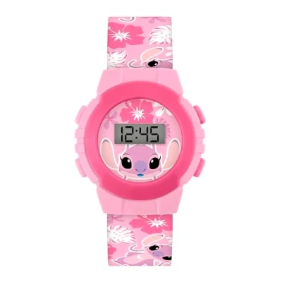 Afbeelding van Lilo en Stitch Angel Roze Digitale Quartz Tropische Siliconen Band Horloge LAS4141ARG, roze, Disney