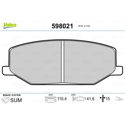 Afbeelding van Valeo Remblokset 598021