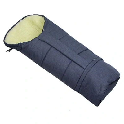 Afbeelding van Bambiniwelt Wintervoetenzak, voetenzak voor kinderwagen, buggy of slee, in mummievorm, van wol, grootte aanpasbaar, MUMIE gemêleerd (marine gemêleerd)