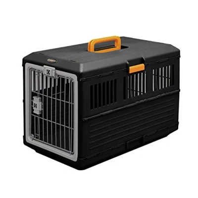 Afbeelding van Iris Ohyama, krat, kooi, inklapbare transportbox met deuren, sterke handgrepen en veiligheidsvergrendeling, B68,6 x D40,3 H47,8 cm, zijopeningen, trein, auto vliegtuig, FC 670, zwart