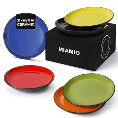 Afbeelding van MIAMIO 6 x Borden Set Aardewerk Keramiek Servies Le Papillon collectie (Gemengd, 21 cm)