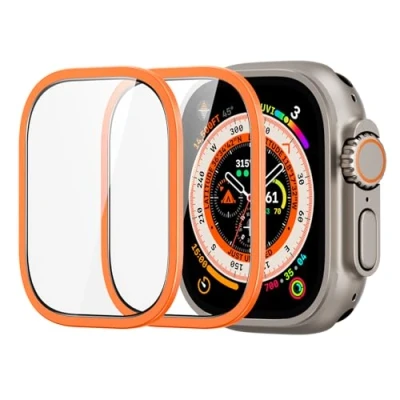 Afbeelding van ESR Armorite Displaybeschermfolie voor Apple Watch Ultra 2/1 (2023/2022, 49 mm), militaire norm, bescherming, beschermfolie van gehard glas met roestvrijstalen frame, getrouw, 2 stuks