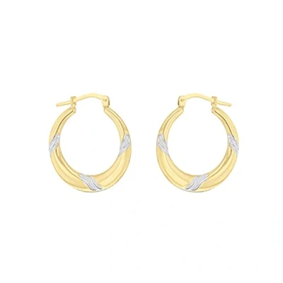 Afbeelding van Tuscany Silver dames Sterling Zilver 9 karaat goud gebonden 21 mm ronde afgestudeerd Creoolse oorbellen