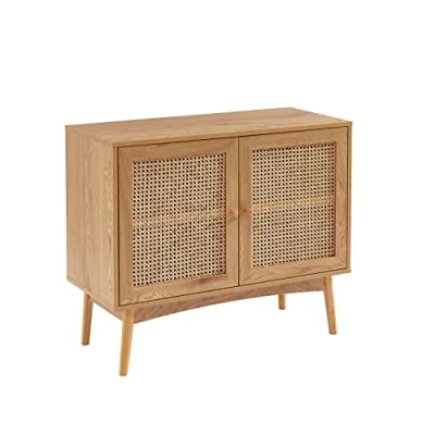 Afbeelding van BAÏTA Dressoir INES eiken en rieten rotan l90 cm