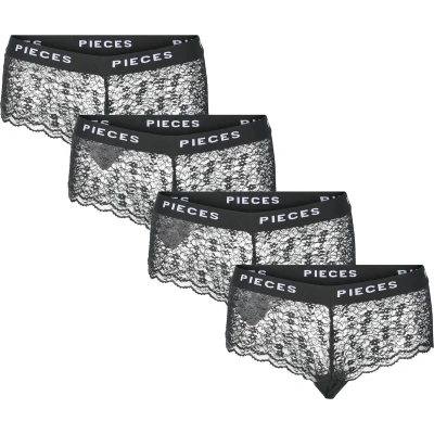 Afbeelding van Pieces Pclogo Hipster 4 PACK Slip black, Dames, Maat: XL, Black