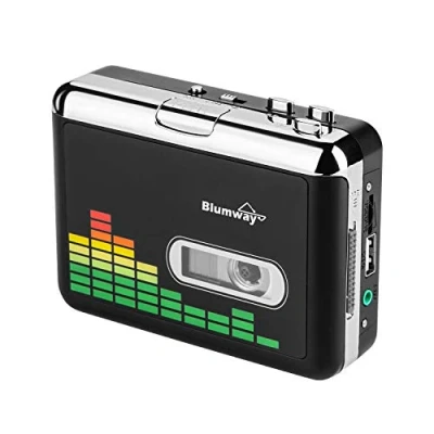 Afbeelding van BlumWay USB cassette naar MP3 converter, draagbare cassettespeler, digitale cassetteconverter audio/muziekspeler, met hoofdtelefoon en draagtas (PC000249)