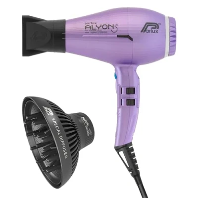 Afbeelding van Parlux Alyon Special Edition Pack met MagicSense diffuser, professionele föhn negatieve ionen, krachtig en licht. Gemaakt in Italië. Kleur: mat paars.