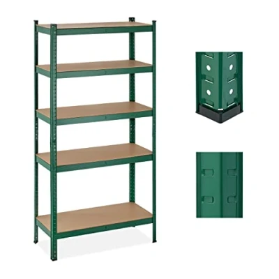 Afbeelding van Relaxdays stellingkast, 5 planken, HBD 180 x 90 40 cm, draagvermogen 875 kg, kelder, garage, metaal, staal, groen