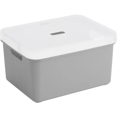 Afbeelding van Sunware opbergbox/mand 32 liter lichtgrijs kunststof met transparante deksel Opbergbox
