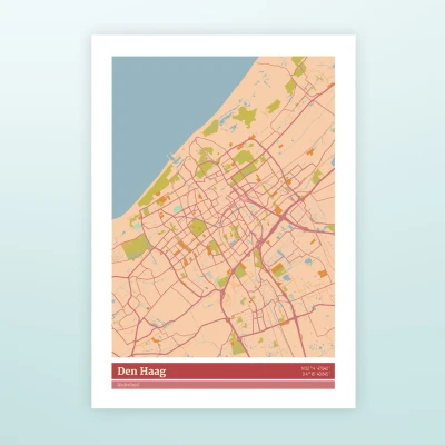 Afbeelding van Poster Plattegrond Den Haag Kleur (A3 Formaat) van Nutcrackers
