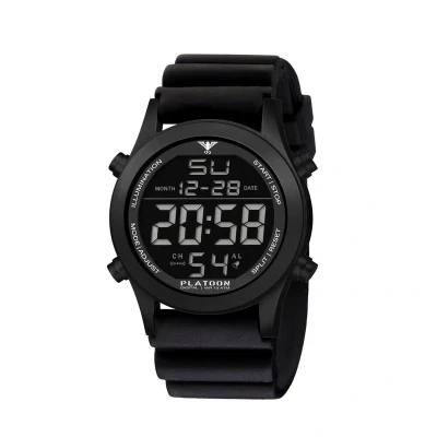 Afbeelding van KHS KHS.PLABSD.DB Polshorloge Platoon Black Steel Digital Heren